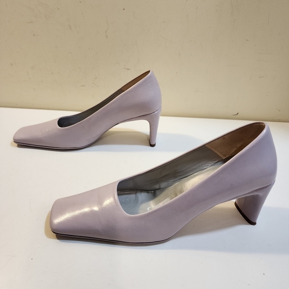 Enzo Angiolini Leather Purple Heels Classic Pump Style Size 8M - Picture 4 of 13